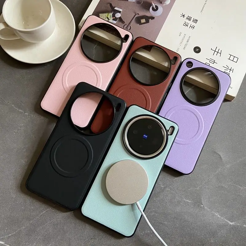 Für VIVO X200 Pro Fall Weiche PU Haut Magnetische drahtlose lade Schutzhülle Zurück Abdeckung Fall Für VIVO X200Pro Mini Telefon Shell