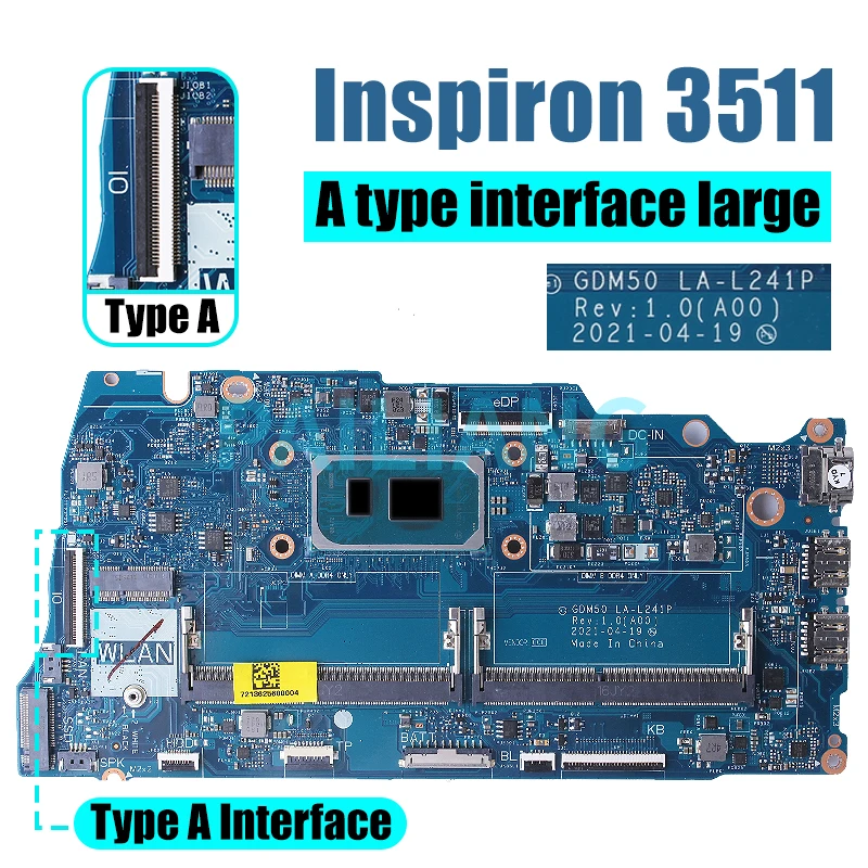 Para la placa base del ordenador portátil DELL Inspiron 3511 LA-L241P 05PD08 0042CN 0818KM 06F315 i3 i5 i7 11. a generación placa base del cuaderno completamente probada - imagen 4