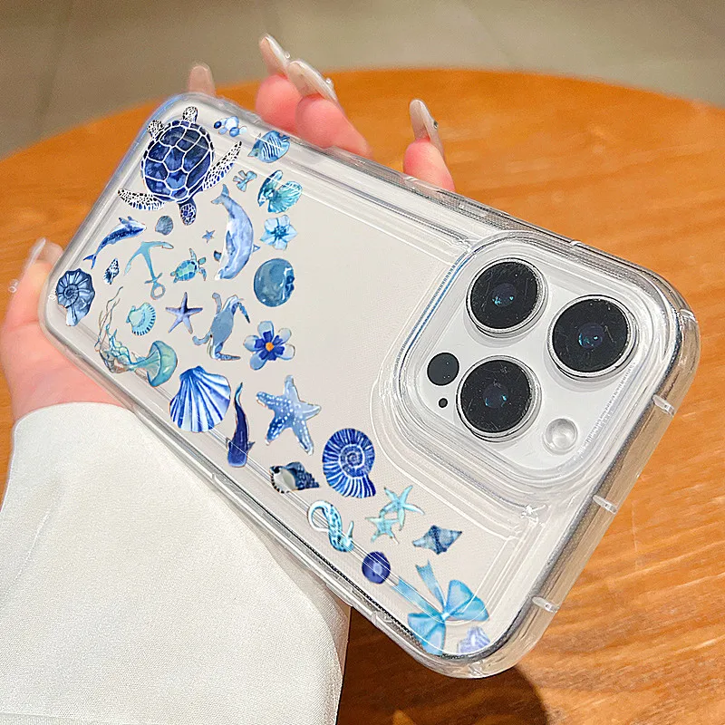 Funda de teléfono transparente con elementos marinos de verano para iPhone 11, 12, 13, 14, 15, 16, 17 Pro Max 17 Air 16e 16 Plus, funda suave - imagen 5