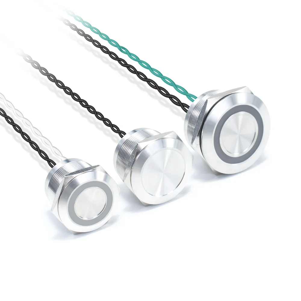 Interruptor cerámico piezoeléctrico de metal, 12/16/19/22/25/30mm, autobloqueo, reinicio automático, botón de presión táctil impermeable HUSA - imagen 5