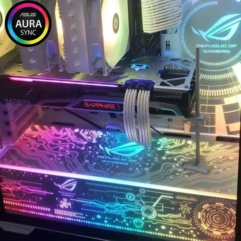 Panel de iluminación de caja de PC ARGB, placa trasera lateral de GPU personalizada, placa decorada para juegos de chasis MOD 5V 12V sincronización AURA colorida - imagen 3