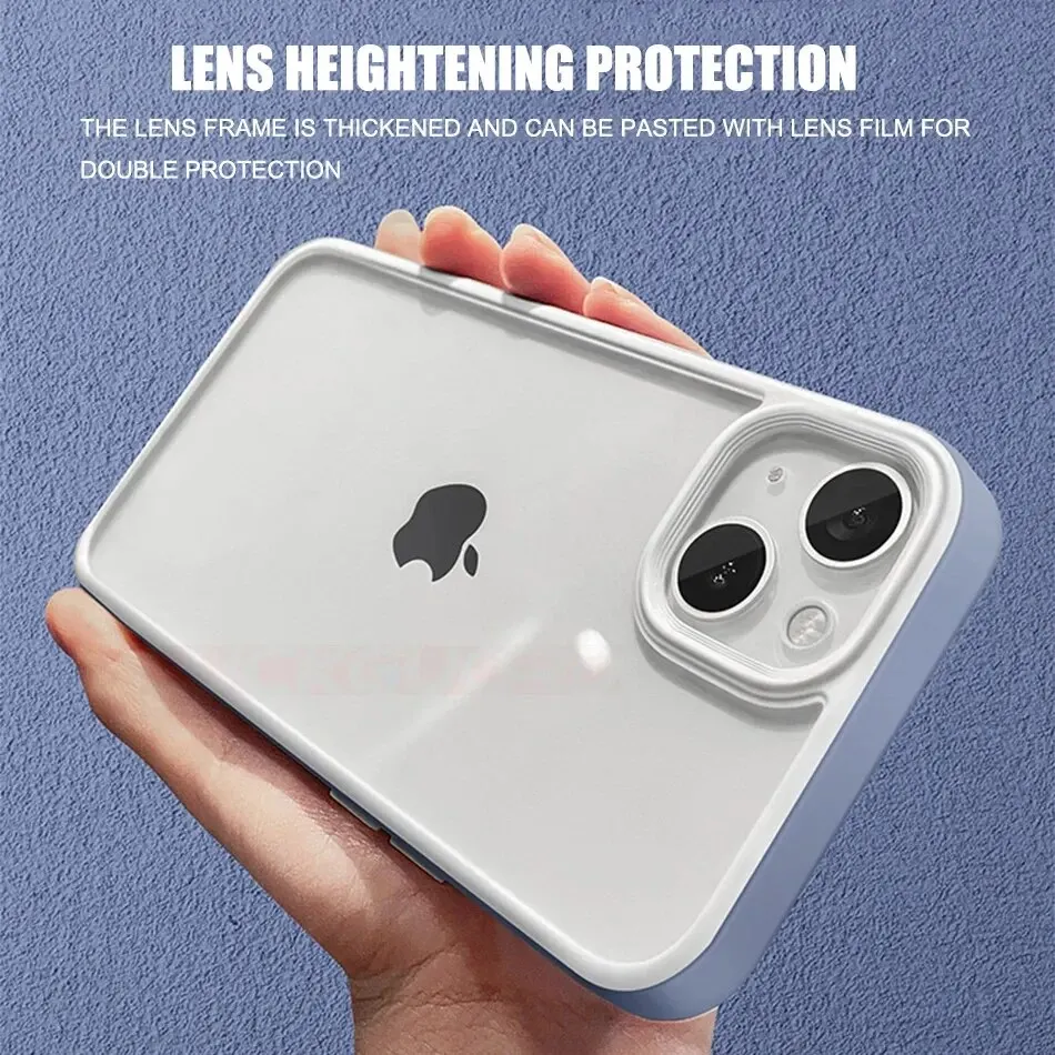 Funda transparente de lujo con marco de caramelo para Apple iPhone 15, 14, 13, 12, 11 Pro Max, parachoques a prueba de golpes, cubierta trasera transparente, accesorios para teléfono - imagen 2