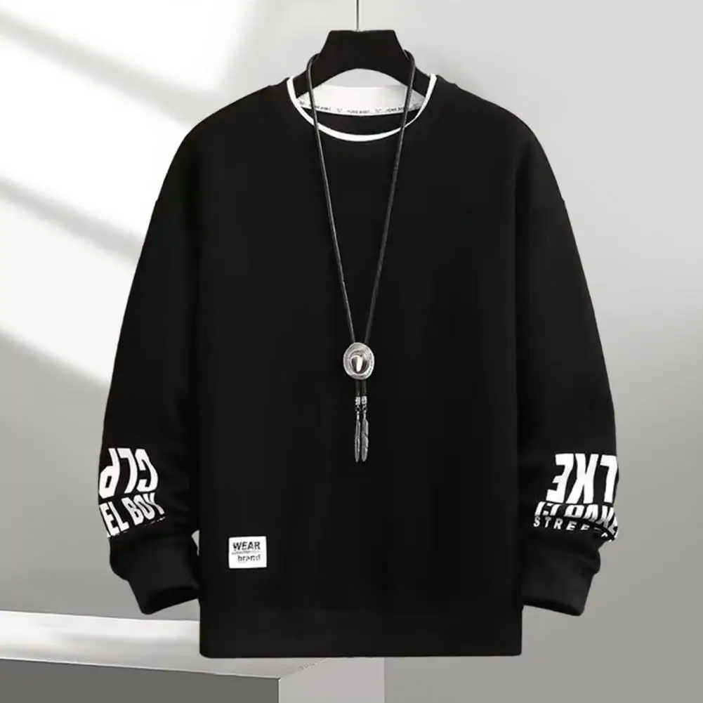 Sudadera con estampado de letras para hombre, jersey con cuello redondo y puños elásticos, diseño de dos piezas, holgado, para Otoño e Invierno - imagen 5