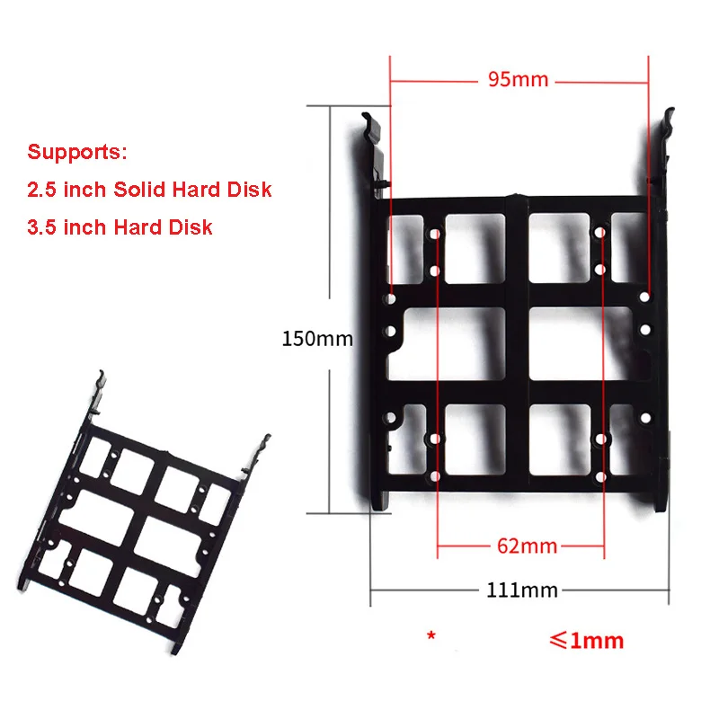 Soporte de disco duro de 3,5 pulgadas, base de montaje de Metal SSD de 2,5 pulgadas, herramienta de riel de guía extraíble, soporte de tornillo para soporte de unidad