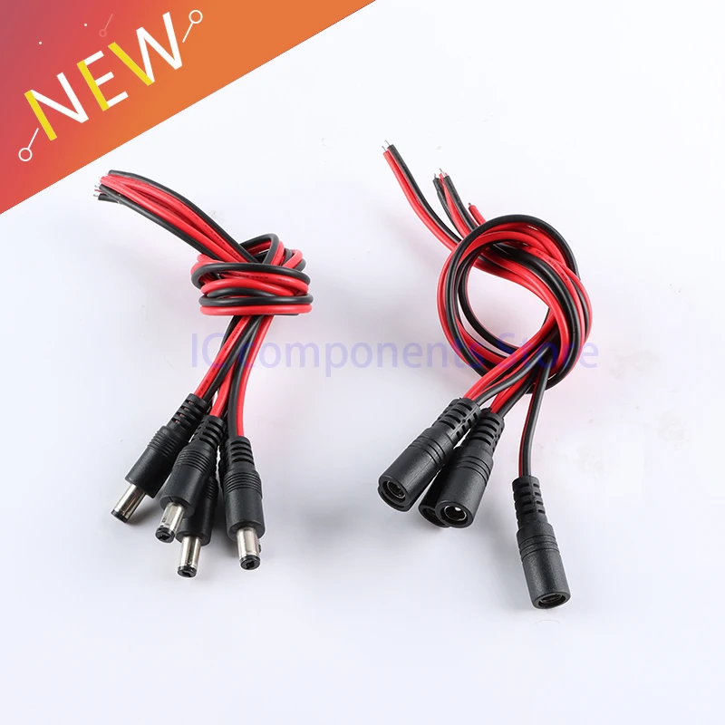 Conectores de CC de 12V, Cable Jack macho y hembra, adaptador de línea de Cable, fuente de alimentación de 5,5x2,1mm, 20AWG, 5,5x2,1 MM, 2,1x5,5 MM, longitud de 30cm, 1 unidad