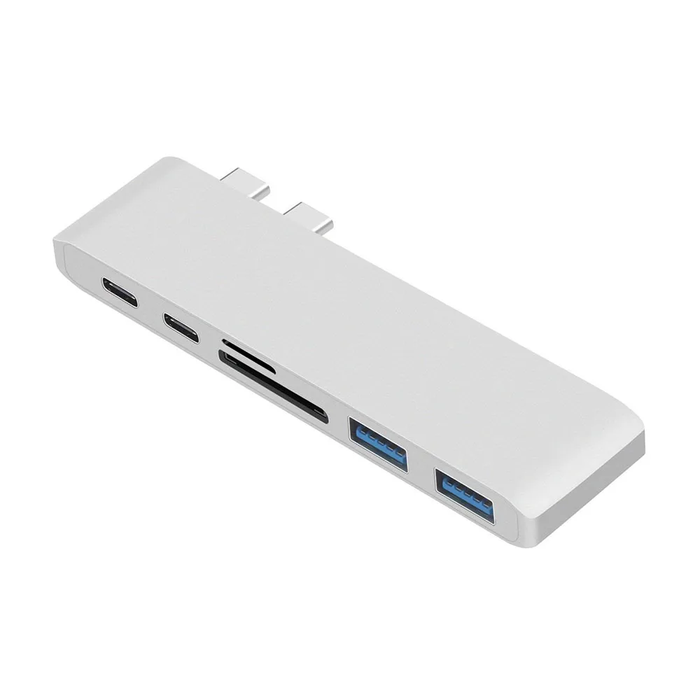 Adaptador de estación de acoplamiento USB C Hub 6 en 1 para Macbook Pro air 2016 2017 2018 2019 2020 2022 13 pulgadas 15 pulgadas - imagen 3