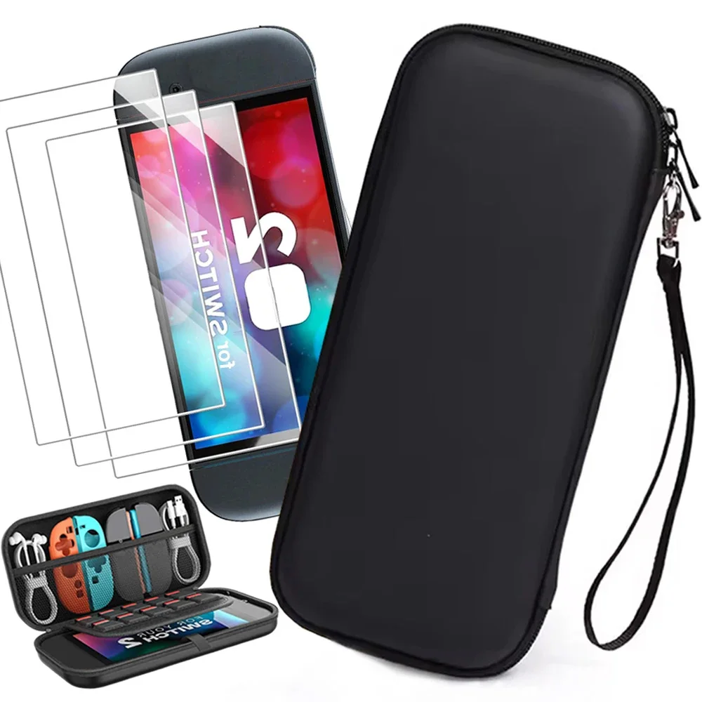 Bolsa para Nintnedo Switch 2, Estuche de transporte portátil de EVA duro con Protector de pantalla de vidrio templado para Switch 2, bolsa de juego de viaje EVA