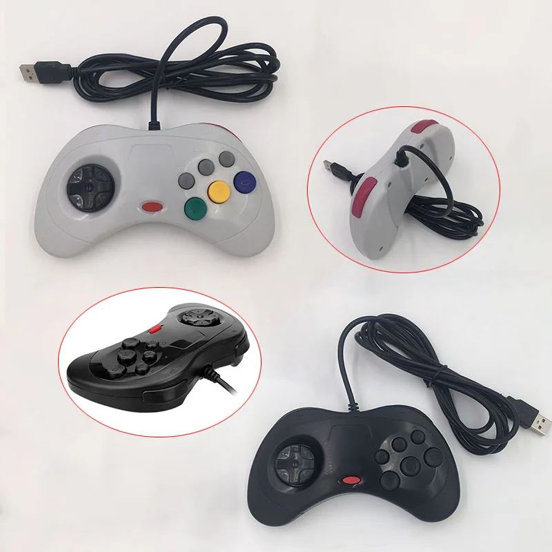 1 Uds. Mando con cable USB 6 botones controlador de juego JoyPad Joystick para Sega para estilo del sistema Saturn para PC para Mac - imagen 2