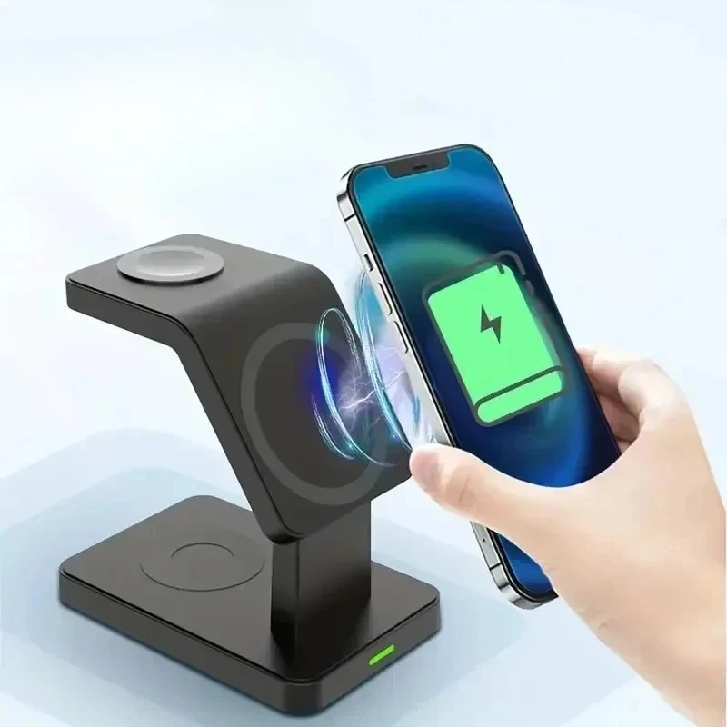 Cargador inalámbrico magnético 3 en 1 soporte para teléfono para iPhone 17 16 15 14 13 12 Pro Max Apple Watch 9 Airpods Pro carga rápida - imagen 2