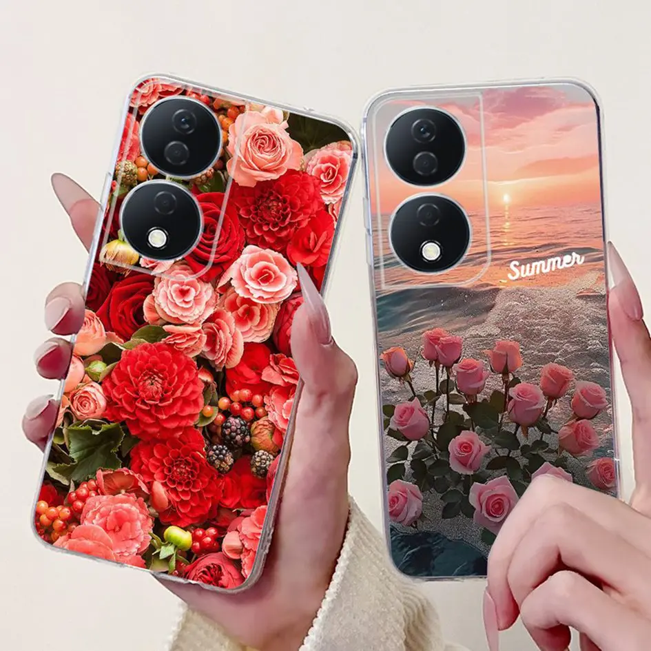 Funda para Honor X7b 5G cubierta CLK-LX1 CLK-LX2 CLK-LX3 nuevo diseño de flores elegante Funda de silicona suave para Honor X7 X7a HonorX7 Capa - imagen 4