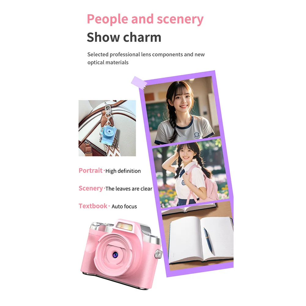 Cámara Digital de 64MP y 1080p con pantalla, videocámara Vlog portátil, base de batería, cámara Digital Retro para adolescentes, adultos, regalos para principiantes