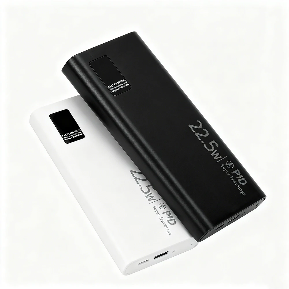 Kit de caja para banco de energía DIY, carga rápida de 22,5 W, Compatible con batería de polímero 1260110, opciones en blanco/negro, batería no incluida