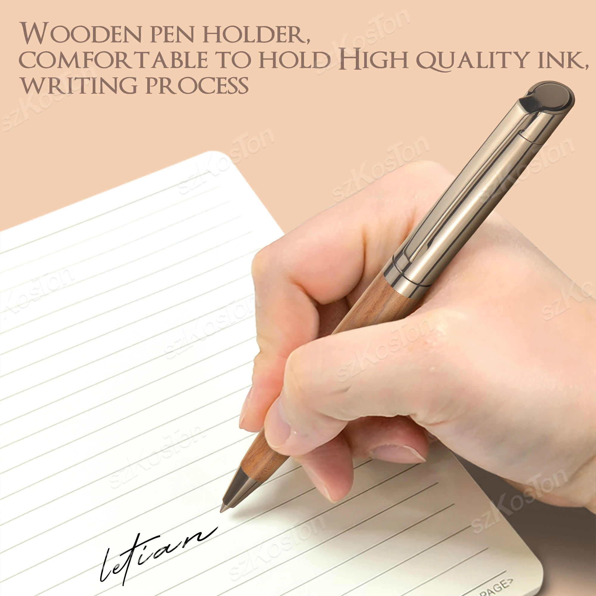 Bolígrafo de Metal de primera calidad de madera con estuche, tinta negra, bolígrafo para escritura de negocios y oficina, regalos de papelería para estudiantes y escuela - imagen 4