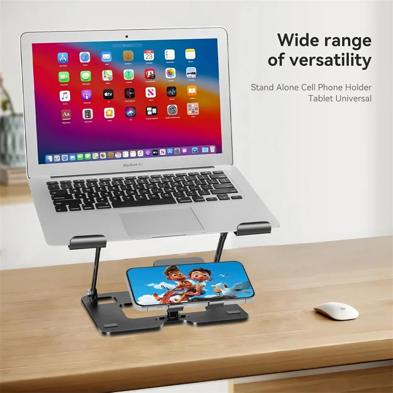 Soporte ajustable de Metal 2 en 1 para teléfono y portátil, funda plegable para Macbook Air 13 Mac book Pro 14 15 16, accesorios de soporte de escritorio - imagen 2