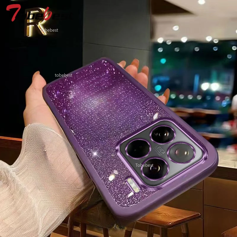 Funda protectora de silicona para cámara con purpurina ostentosa para Xiaomi Mi 15 14 14T 13 13T 12 11 Lite Pro, funda trasera suave - imagen 2