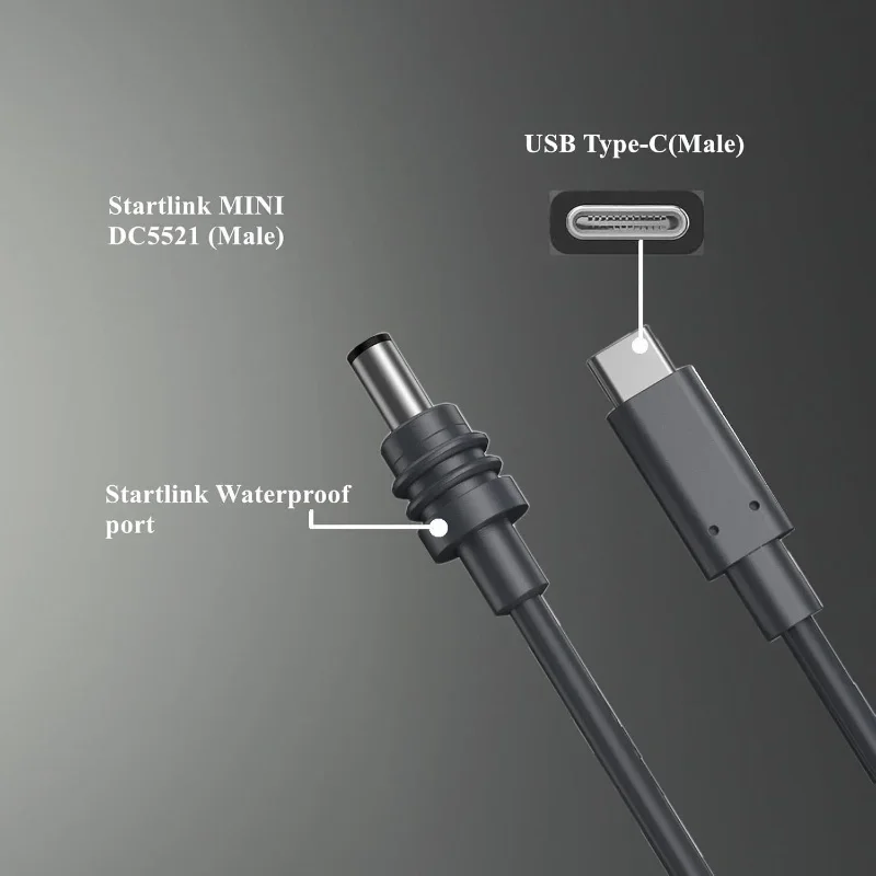 Cable CC a CC MINI tipo C para Cable de alimentación StarLink USB C Cable de alimentación de protección contra cortocircuitos de sobrecarga impermeable 2m 3m 5m - imagen 4