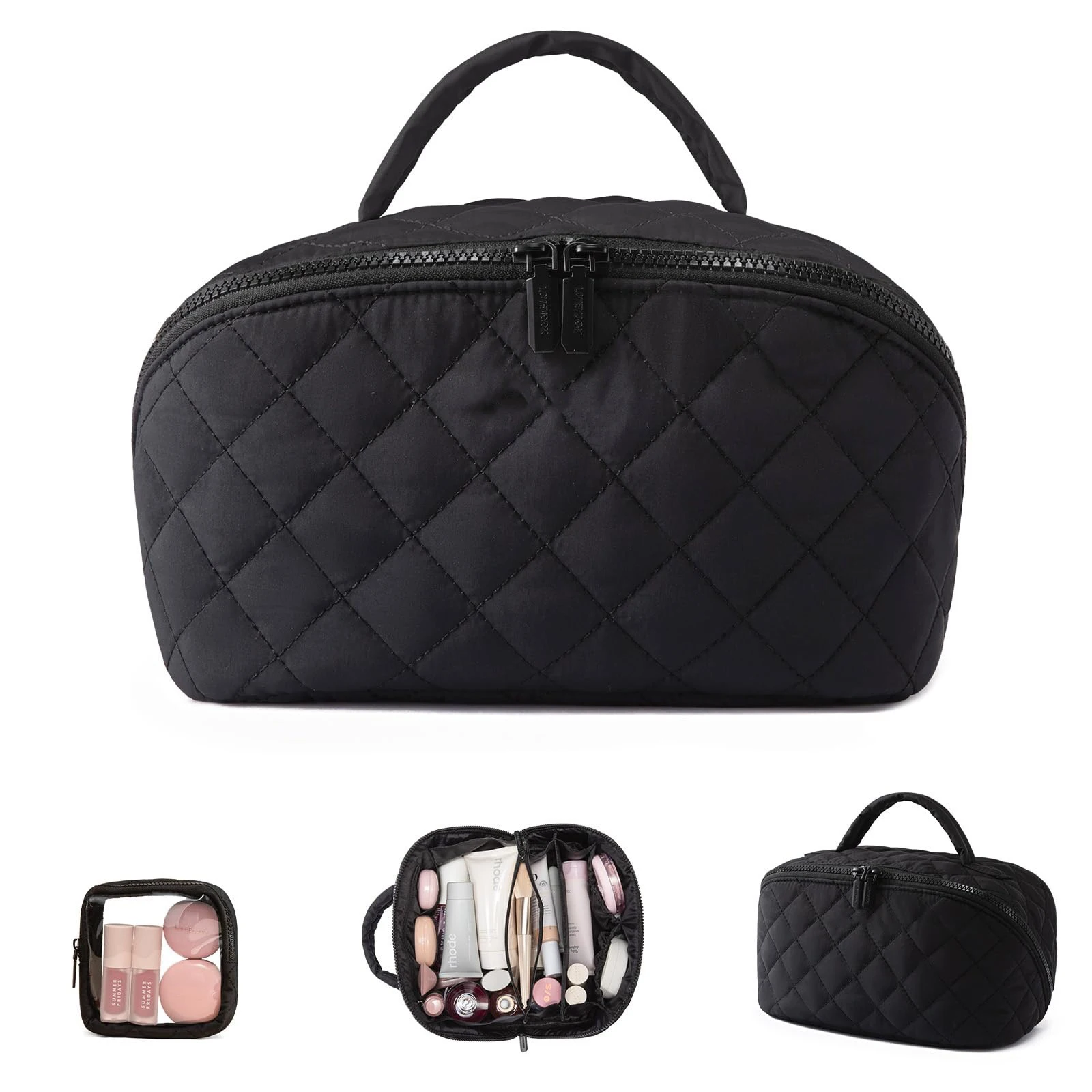Bolsa de maquillaje de algodón, bolsa de maquillaje de moda para mujer, bolso de algodón, bolso de almacenamiento de cosméticos portátil para mujer, organizador de viaje con asa - imagen 4