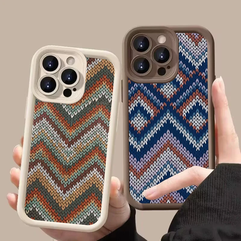 Funda de teléfono de silicona con patrón de suéter de estilo bohemio para Xiaomi Mi 14T 14 13T 13 12T 11 Lite 5G Poco X6 X5 X3 F5 F6 M6 Pro