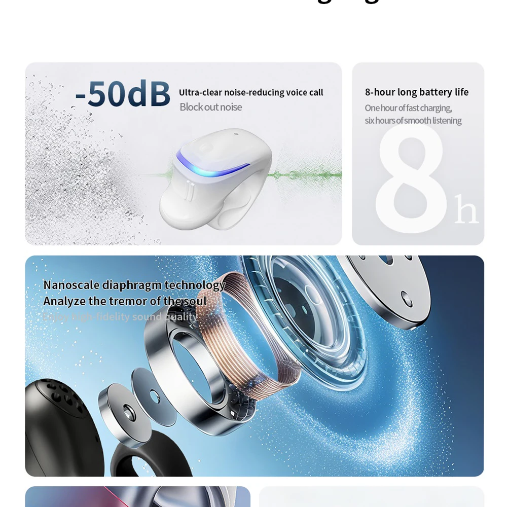 Nuevos auriculares Bluetooth con Clip estéreo de conducción ósea, auriculares inalámbricos, Mini auriculares TWS, auriculares deportivos impermeables para llamadas HD - imagen 2