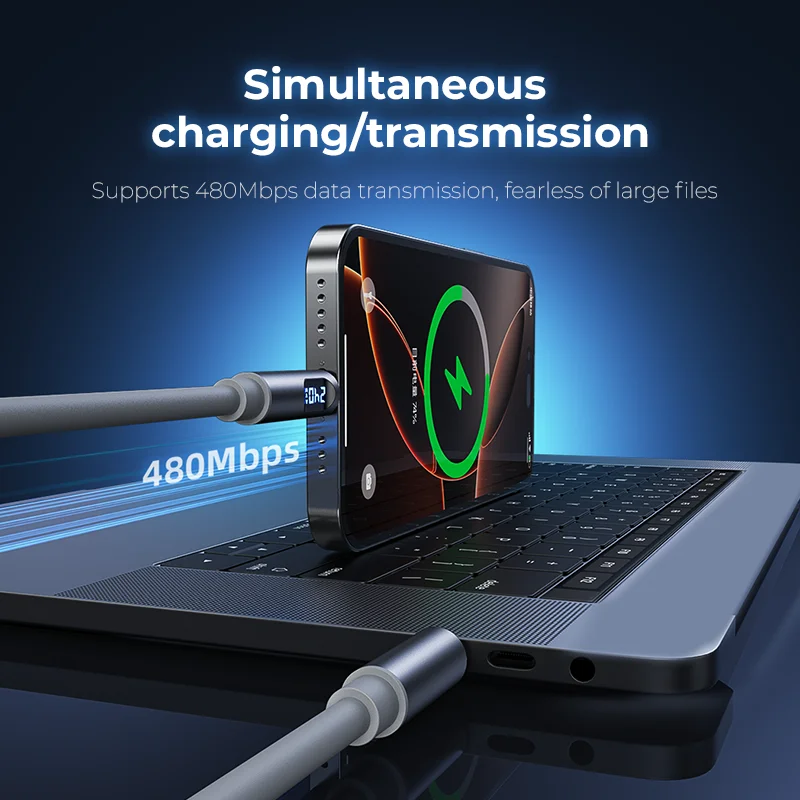 NNBILI-Cable USB tipo C a USB C de 240W, Cable de carga rápida PD de 100W para Macbook Pro, Xiaomi, Samsung, portátil, Cable USBC 1,2/1,8 - imagen 2