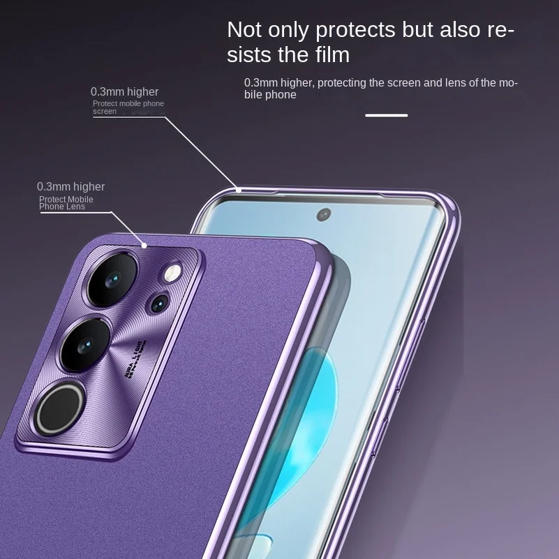 Funda trasera de acrílico mate para VIVO V27 Pro VIVO S17 Pro S16 VIVO X90 Pro Plus X90 Pro + funda protectora de cámara de Metal Armor - imagen 2