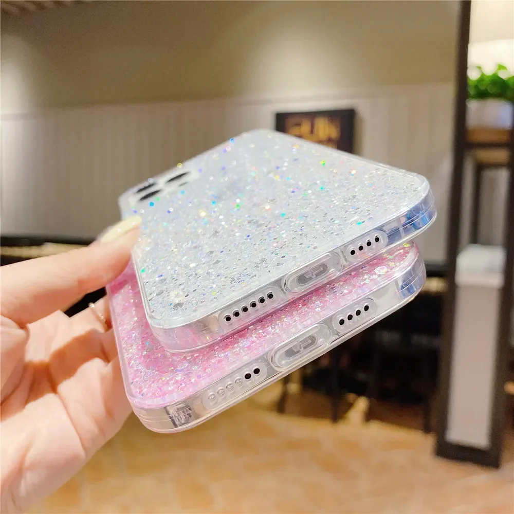Funda de silicona suave con purpurina brillante para Samsung Galaxy S20 FE S21 S22 S23 S24 Note 20 Ultra A14 A35 A54 A33 A53 - imagen 5