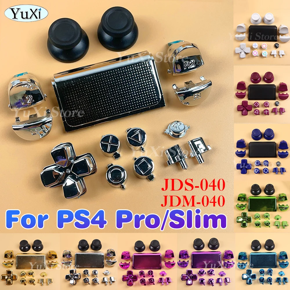 Para PS4 Pro Slim botones completos tapa de Joystick 3D táctil d-pad R1 L1 R2 L2 tecla de dirección ABXY botones para PlayStation 4 JDS-040 JDM-0