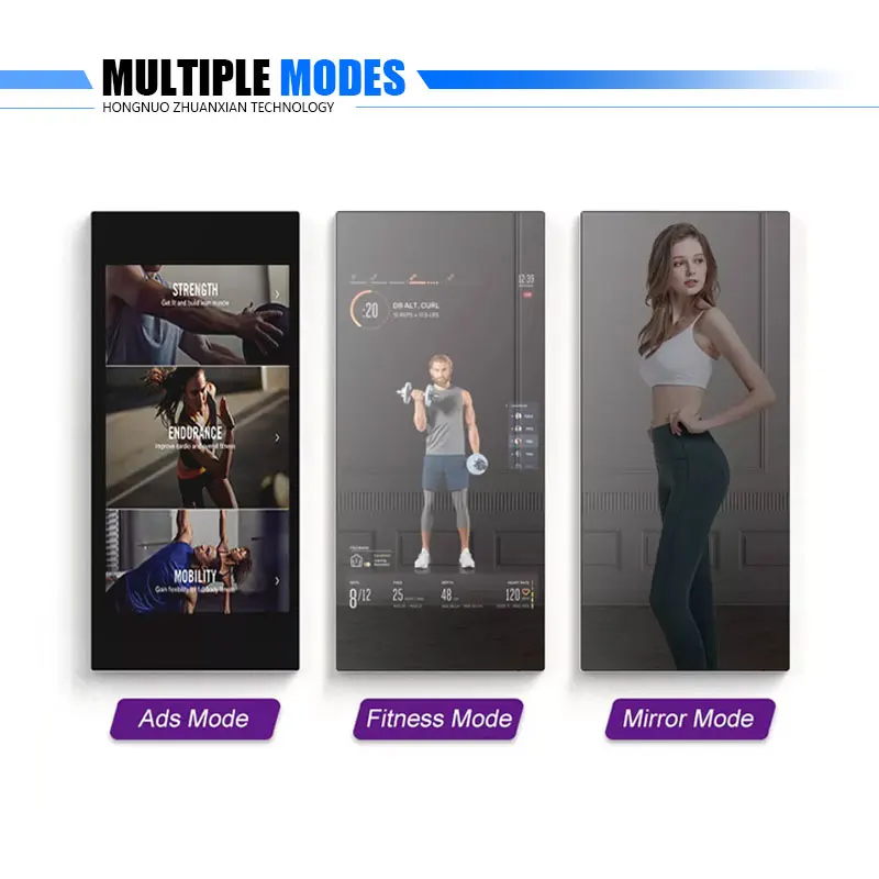 Espejo inteligente mágico del ejercicio del gimnasio de la aptitud de la pantalla táctil interactiva del piso del ejercicio Lcd elegante del deporte de encargo - imagen 4