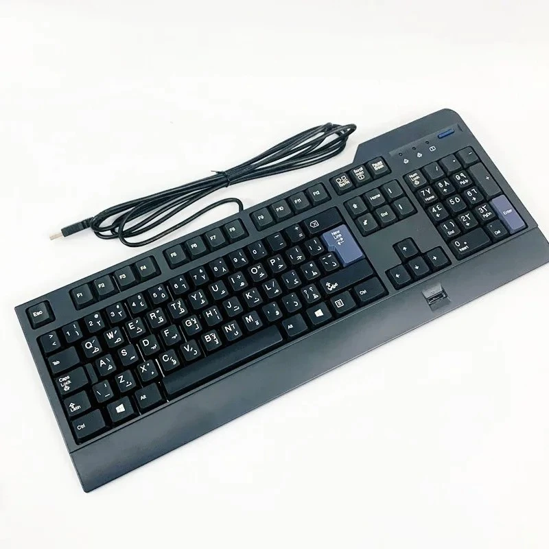 Teclado de identificación de huellas dactilares con diseño árabe kuf1256 para Lenovo teclado con cable USB compatible con windows10 8 7 windows hello