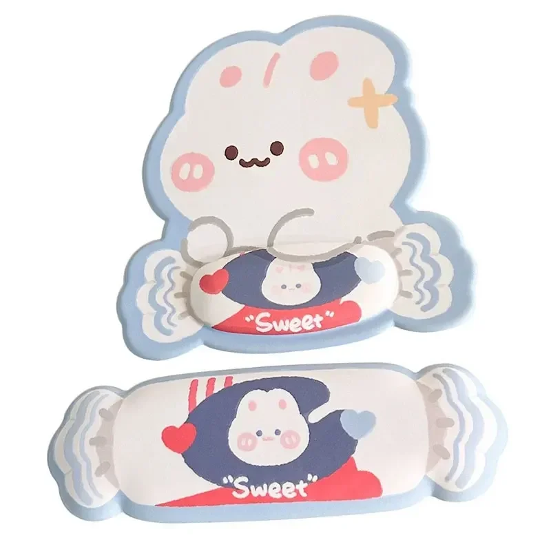 Alfombrilla de ratón y soporte para muñeca Cute Candy, silicona con memoria suave, alfombrilla ergonómica para escritorio de computadora, parte inferior antideslizante, fácil de limpiar.