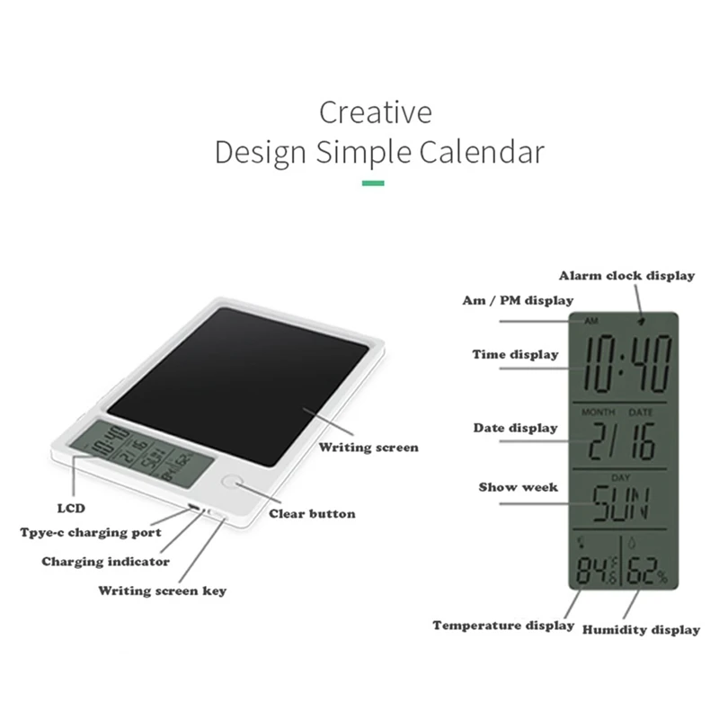Calendario Electrónico multifunción, tablero de escritura a mano LCD, adorno de escritorio para oficina, oferta - imagen 2