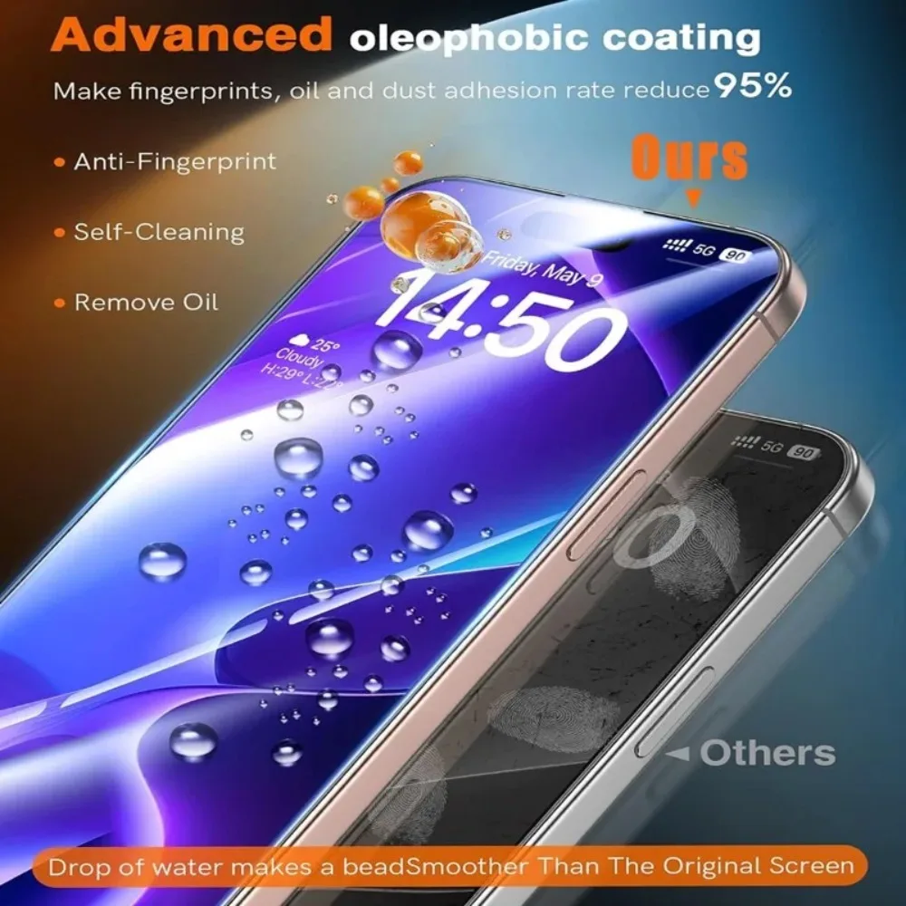 Protector de pantalla de cubierta completa de 3 uds para iPhone 17 16 15 14 13 Pro Max Air 12 11 Pro 15 16 Plus XR XS Max 9H dureza vidrio templado - imagen 3