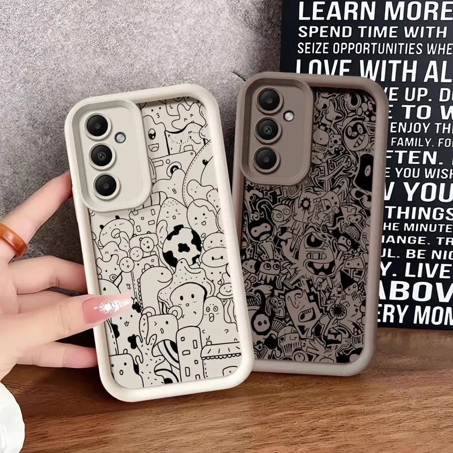 Funda de teléfono de TPU suave Irregular con dibujo de líneas para Samsung Galaxy A73 A56 A24 A35 A52 A32 A21s A55 A22 A25 A26 A33 A54 A36 - imagen 5