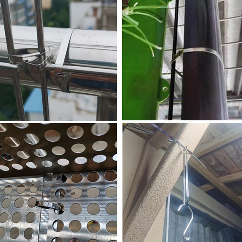 Bridas autoblocantes de acero inoxidable, bridas de Metal con cierre de escape, bloqueo multifuncional, longitud de 7,9/100/200/300mm, 20 piezas, 400mm - imagen 5