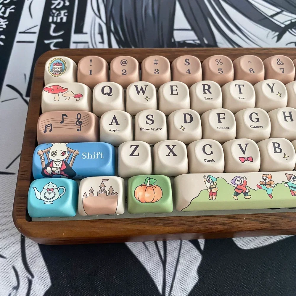 Juego de teclas MOA de 129 teclas, tinte PBT, tapa de tecla de Anime, cuento de hadas adecuado para juegos, accesorio de teclado mecánico, interruptor Mx - imagen 5