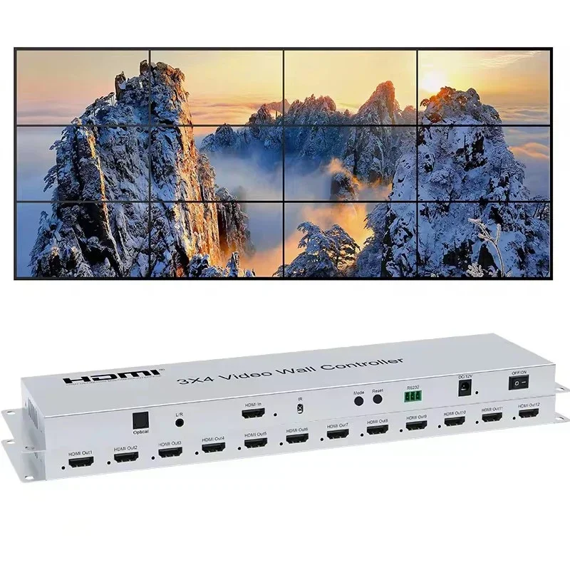 Controlador de pared de vídeo HDMI 3x4, 2x2 2x3 2x4 3x3 3x4 2x5 2x6 1x3 1x4 1x5 4 6 8 9 12, procesador de empalme de múltiples monitores, empalmador de TV - imagen 2