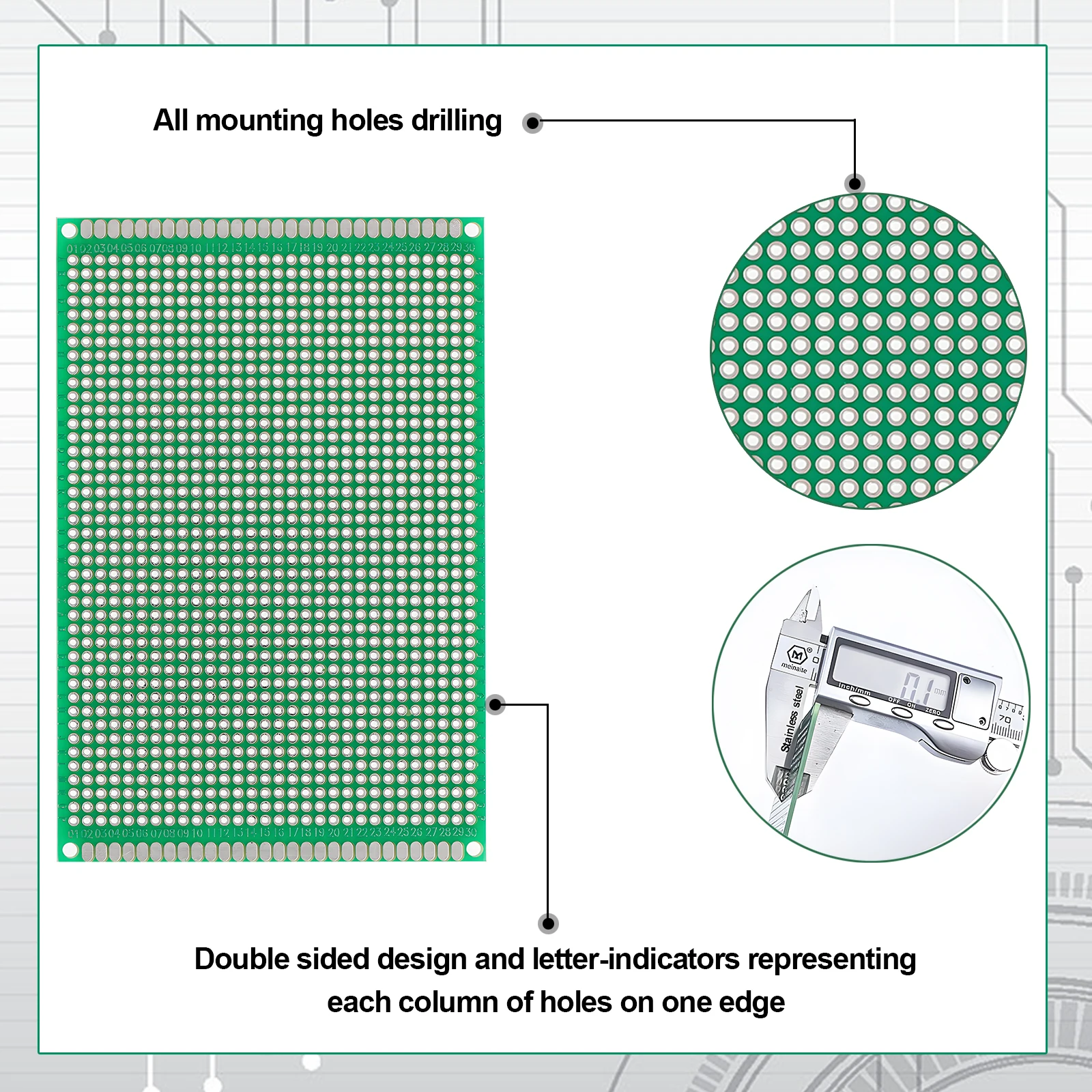2x8 3x7 4x6 5x7 6x8 7x9 8x12 9x15cm Kit de prototipo de placa PCB de doble cara para soldadura Diy circuito impreso Universal para Arduino - imagen 3