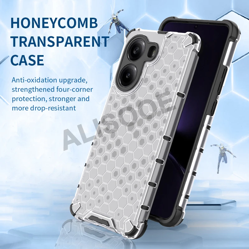 Capa para POCO X7 Pro Funda con textura de panal soporte de anillo transparente 2 en 1 Funda de protección completa para Xiaomi POCO X7 Pro 5G Funda - imagen 5