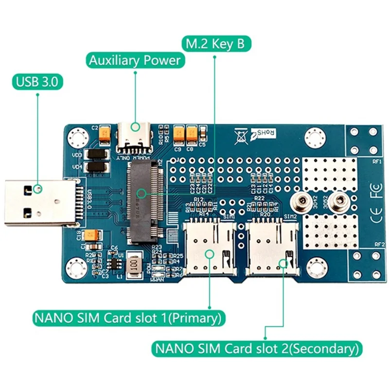 Adaptador GW-NGFF(M.2) a USB 3,0 con tarjeta NANO SIM Dual compatible con módulo 3G/4G/5G/LTE adecuado para ordenadores de escritorio fácil de instalar - imagen 4