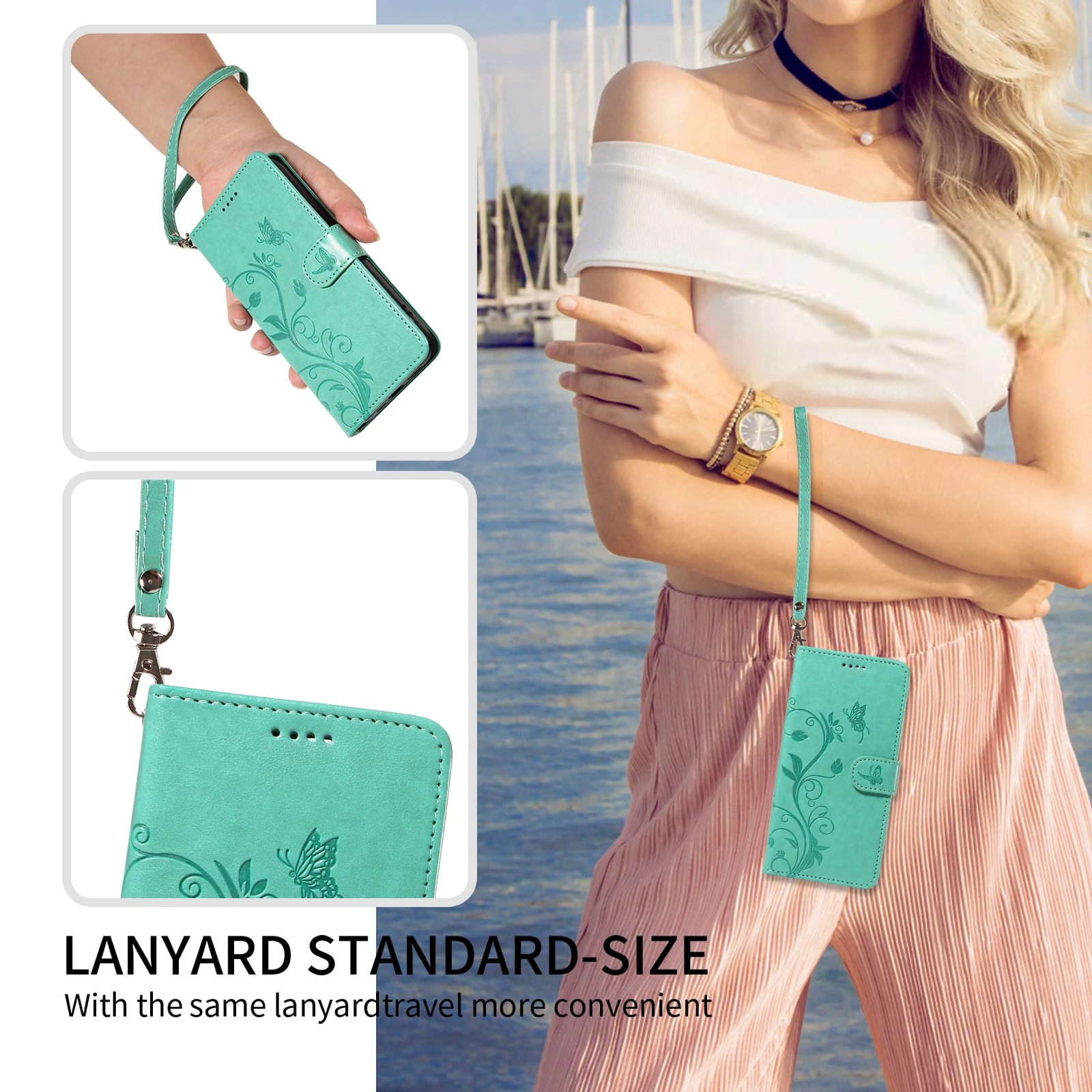 Funda de cuero con estampado de flores para iPhone, carcasa con tapa para tarjetas, 15 Pro Max, 14 Plus, 13, 12 Mini, 11, XR, X, XS, 6, 7, 8, SE, 2022 - imagen 5