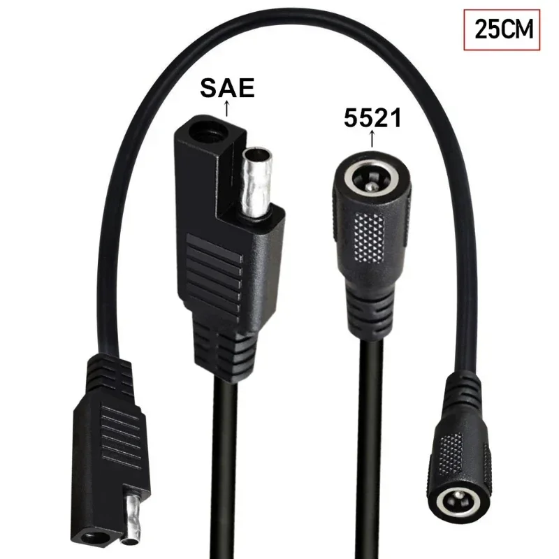 Cable de alimentación SAE a DC 5,5*2,1 para paneles solares en coche y motocicleta Cable de alimentación SAE a DC 5521 Cable de alimentación SAE 5,5*2,1