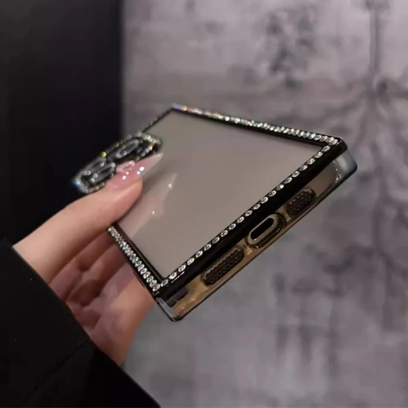 Nueva funda transparente de diamante brillante a la moda para iPhone 16 15 14 13 Pro Max 16 cubierta de parachoques de silicona suave con revestimiento cuadrado de lujo - imagen 5
