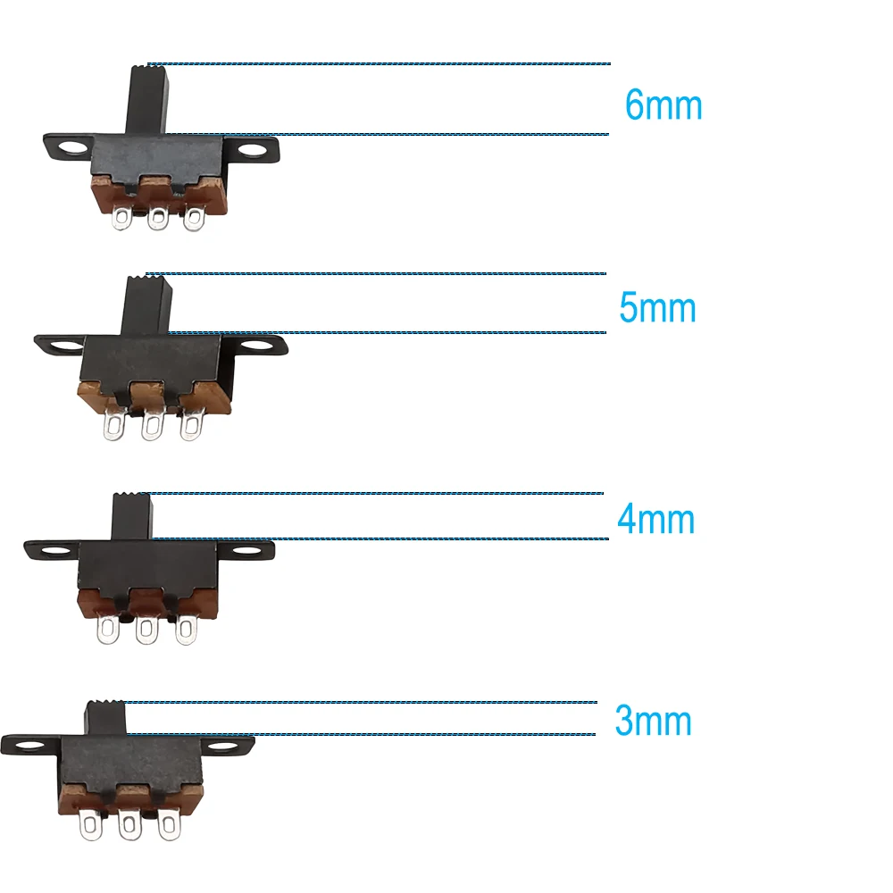 Mini interruptor microdeslizante SPDT, 10 piezas, 50V, 0,5 A, SS12F15, interruptor deslizante Vertical, montaje en Panel, PCB, Arduino, electrónico, 3/4/5/6mm - imagen 2