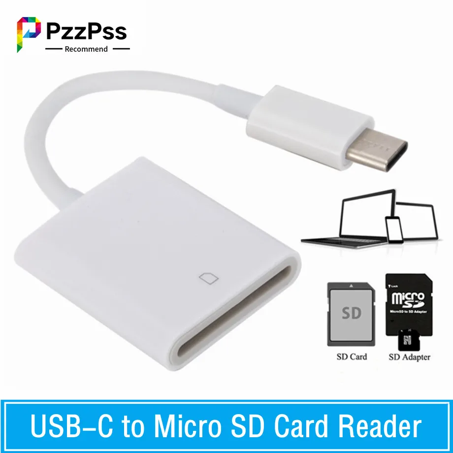 PzzPss USB 3.1 Tipo C Micro SD SDXC Cable Datos OTG Mini Adaptador Macbook Teléfono Samsung Huawei - Vista principal del producto