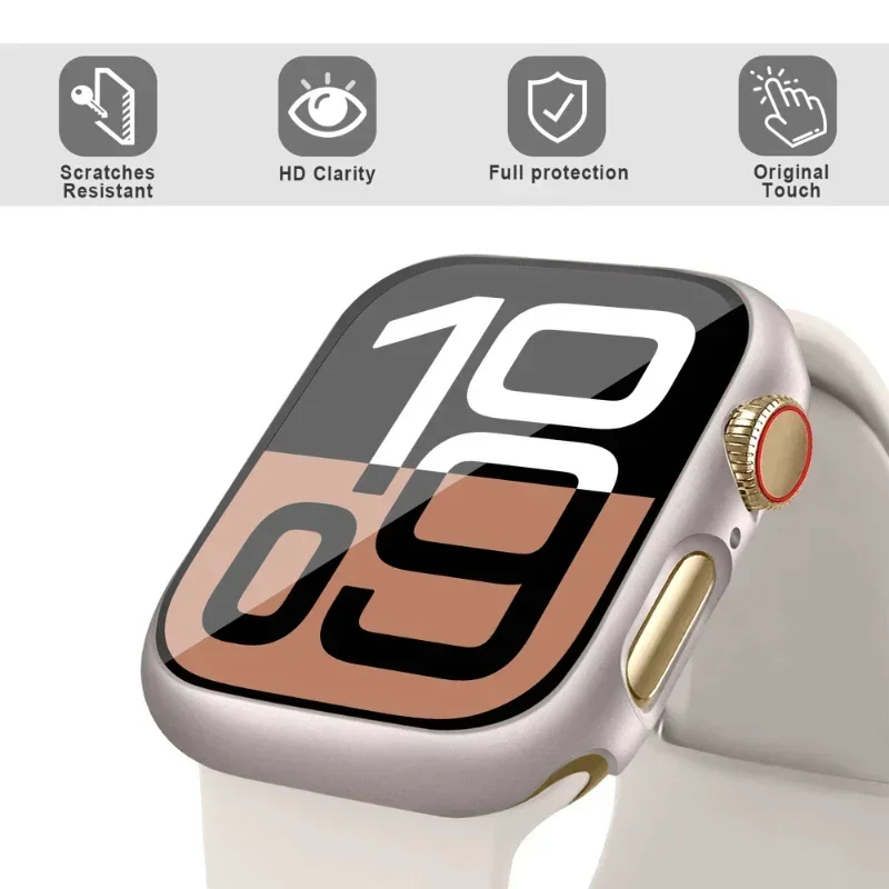 Vidrio + funda para Apple Watch 10 46mm 42mm 44mm 40mm 41mm 38MM 45mm Protector de pantalla cubierta protectora Apple Watch 8 7 9 6 SE 5 4 3 - imagen 4