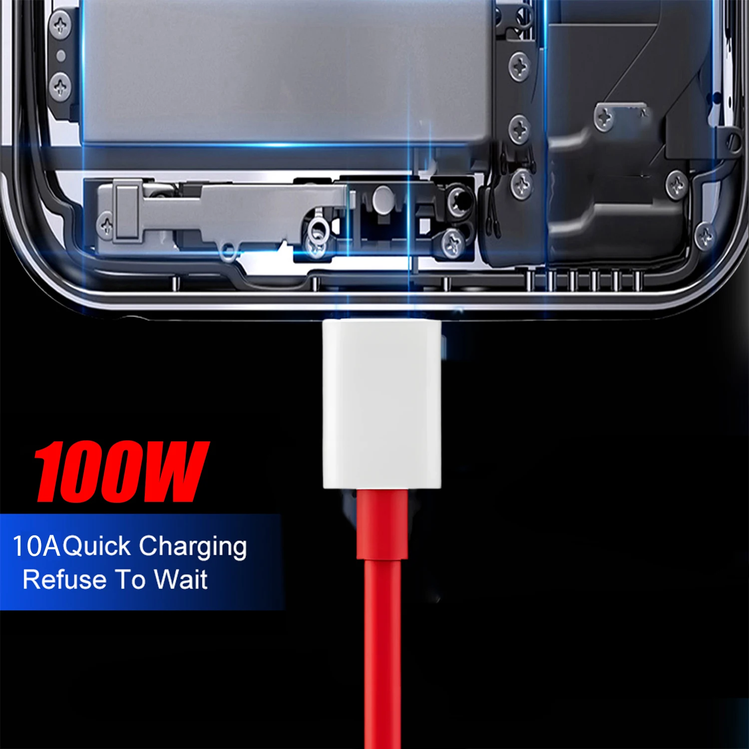 Cable de carga rápida USB A a tipo C de 100W, Cable de transferencia de datos para OnePlus 10R/11R/12R, Cable de carga rápida USB-C universal - imagen 4