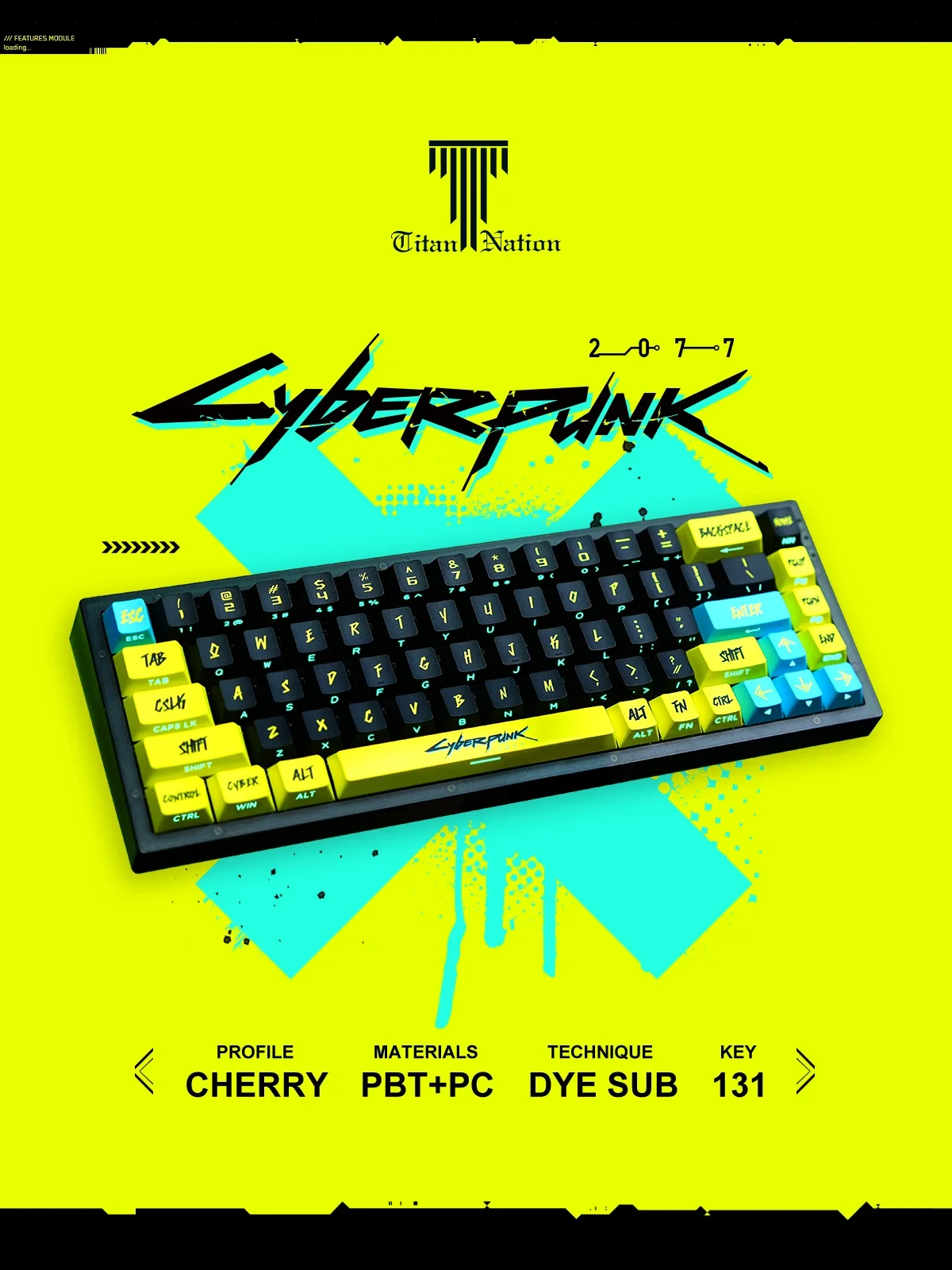 Titan Nation Cyberpunk131 teclas PBT + tapa de tecla transparente lateral de PC, Teclado mecánico Original de fábrica, tapa de tecla personalizada - imagen 3