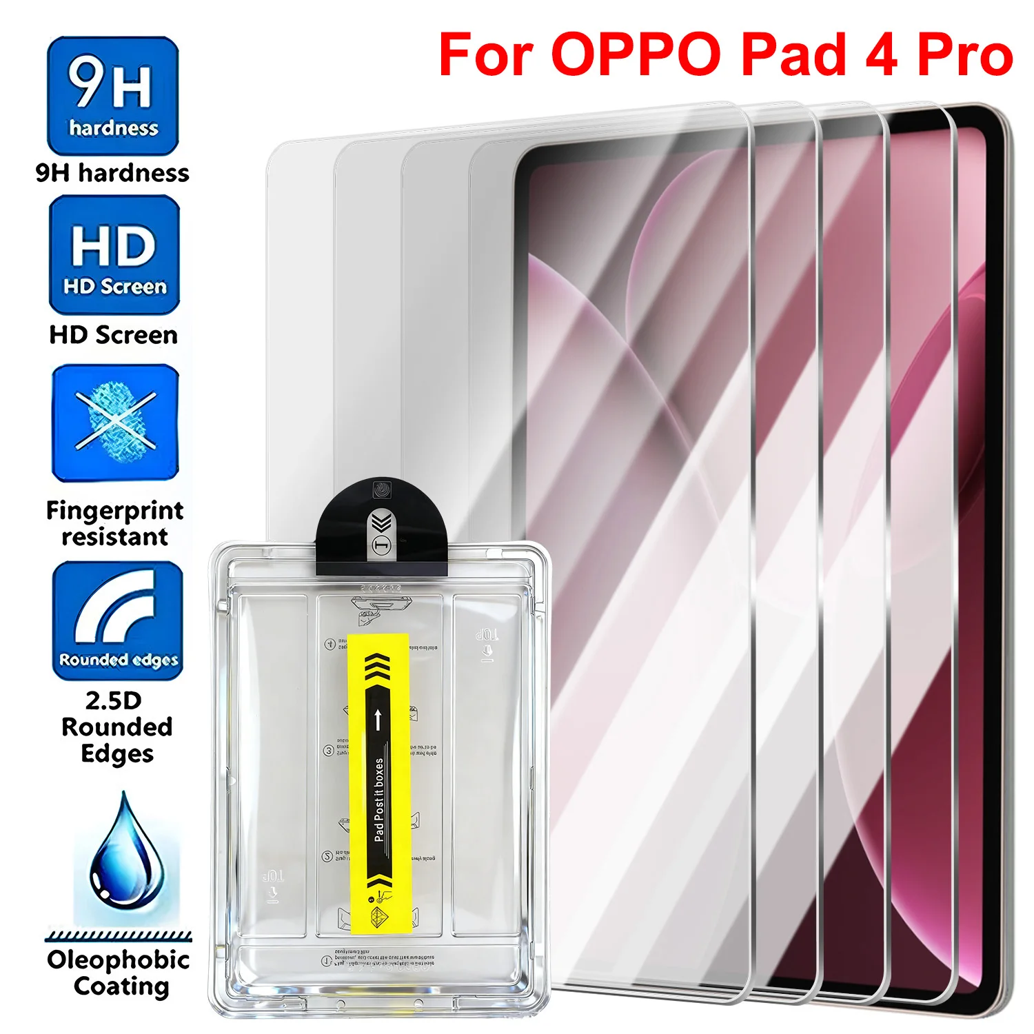 2/1 Uds vidrio templado para OPPO Pad 4 Pro 4Pro 13,2 pulgadas Protector de pantalla fácil de instalar 9H película de eliminación de polvo de tableta antiarañazos