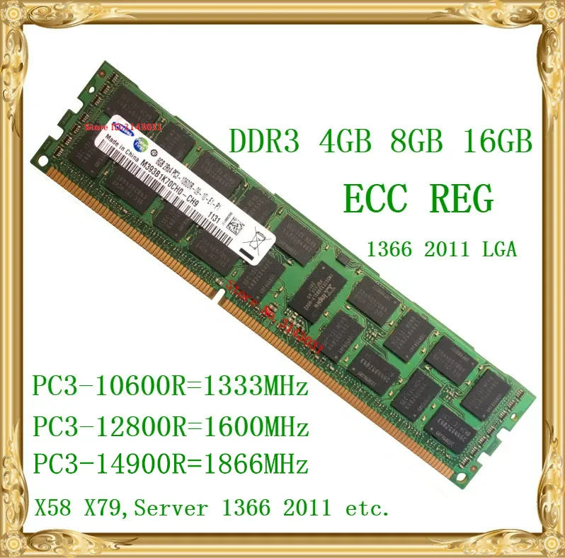 Memoria de servidor DDR3 4GB 8GB 16GB 1333 1600MHz ECC REG DDR3 PC3-10600R 12800R registro RIMM RAM X58 X79 uso de la placa base