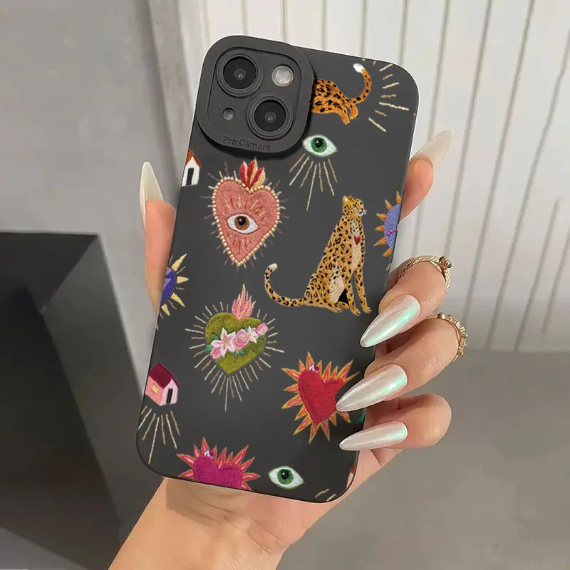 Funda de teléfono negra con diseño de ojo de leopardo para Xiaomi Redmi Note 14 13 12 Pro Plus 5G 12S 11 10 Redmi 14C 13C 4G, funda de silicona - imagen 5
